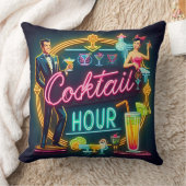 ミッドセンチュリーネオンサインカクテルアワーカップル クッション (ブランケット)