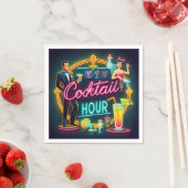 ミッドセンチュリーネオンサインカクテルアワーカップル スタンダードカクテルナプキン (インサイチュ)