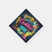 ミッドセンチュリーネオンサインカクテルアワーカップル スタンダードカクテルナプキン (角)