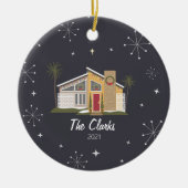 ミッドセンチュリーハウスクリスマスセラミックオーナメント セラミックオーナメント (正面)