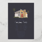 ミッドセンチュリーハウスクリスマスパーティーフォイルフォイルインビタット 箔招待状 (正面)