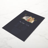 ミッドセンチュリーハウスクリスマスパーティーフォイルフォイルインビタット 箔招待状 (回転した状態)