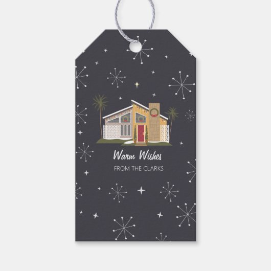 ミッドセンチュリーハウスパーム春クリスマス ギフトタグ (正面)