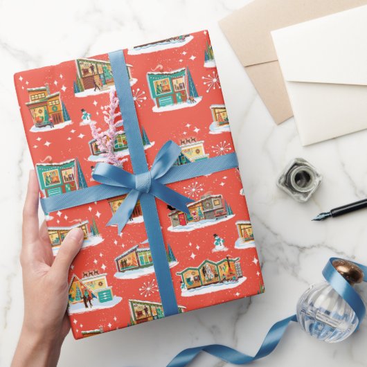 ミッドセンチュリーハウズモダンクリスマスオレンジ4 ラッピングペーパー (ギフト)