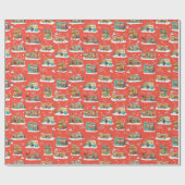 ミッドセンチュリーハウズモダンクリスマスオレンジ4 ラッピングペーパー (フラット)