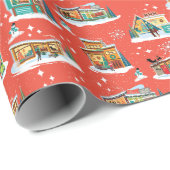 ミッドセンチュリーハウズモダンクリスマスオレンジ4 ラッピングペーパー (ロールコーナー)