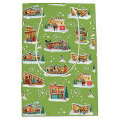 ミッドセンチュリーハウズモダンクリスマス抱き枕グリーン ミディアムペーパーバッグ (正面)