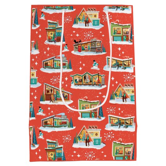 ミッドセンチュリーハウズモダンクリスマス抱き枕レッド ミディアムペーパーバッグ (裏面)