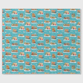 ミッドセンチュリーハウズモダンスクリスマスアクア4 ラッピングペーパー (フラット)