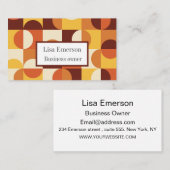 ミッドセンチュリーハーフサークルイエローオレンジカスタム色 名刺 (正面/裏面)