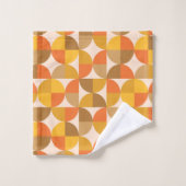 ミッドセンチュリーハーフサークルイエローオレンジブラウン バスタオルセット (ウォッシュタオル)