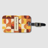 ミッドセンチュリーハーフサークル黄色オレンジモノグラム ラゲッジタグ (正面横)