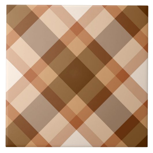 ミッドセンチュリーバイアスプレイド、ブラウン、ベージュ、銅 タイル (正面)