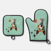 ミッドセンチュリーバセンジドッグ 鍋つかみ&鍋敷きセット (正面)