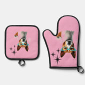 ミッドセンチュリーバセンジドッグ 鍋つかみ&鍋敷きセット (正面)