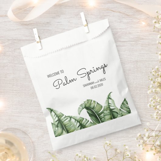 ミッドセンチュリーバナナリーフ結婚のウェルカムフェイバーバッグ フェイバーバッグ (クリップ留めされた状態)