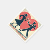 ミッドセンチュリーバレンタインお尻マルチニ踊りカップル スタンダードカクテルナプキン (角)