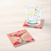 ミッドセンチュリーバレンタインマルティーニカクテル スクエアペーパーコースター (インサイチュ)