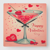 ミッドセンチュリーバレンタインマルティーニカクテル スクエア壁時計 (正面)