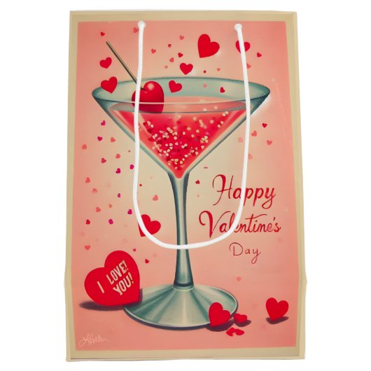 ミッドセンチュリーバレンタインマルティーニカクテル ミディアムペーパーバッグ (裏面)