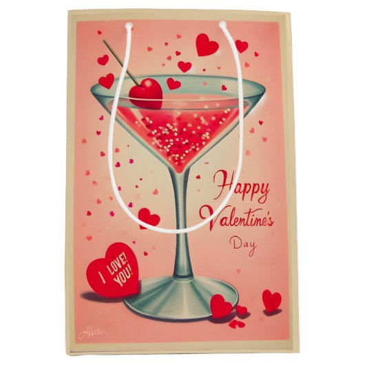 ミッドセンチュリーバレンタインマルティーニカクテル ミディアムペーパーバッグ (正面)