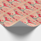 ミッドセンチュリーバレンタインマルティーニカクテル ラッピングペーパー (角)