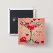 ミッドセンチュリーバレンタインマルティーニカクテル 缶バッジ (正面&裏面)