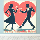 ミッドセンチュリーバレンタインモダンお尻踊りカップル キャンバスプリント (インサイチュ (ウッドフロア))
