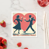 ミッドセンチュリーバレンタインモダンお尻踊りカップル スタンダードカクテルナプキン (インサイチュ)