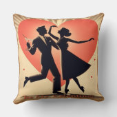 ミッドセンチュリーバレンタイン踊りカップルとマルティーニ クッション (裏面)