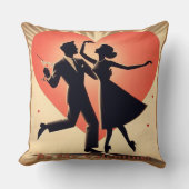 ミッドセンチュリーバレンタイン踊りカップルとマルティーニ クッション (正面)