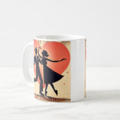 ミッドセンチュリーバレンタイン踊りカップルとマルティーニ コーヒーマグカップ (正面左)