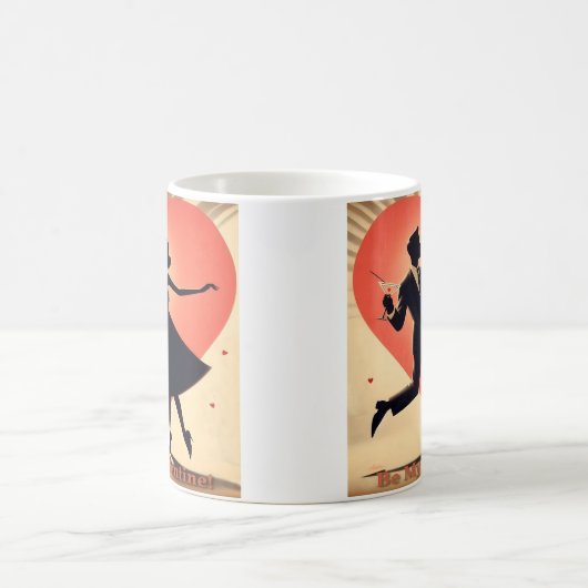 ミッドセンチュリーバレンタイン踊りカップルとマルティーニ コーヒーマグカップ (中央)