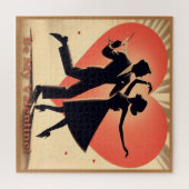 ミッドセンチュリーバレンタイン踊りカップルとマルティーニ ジグソーパズル (横)