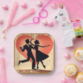 ミッドセンチュリーバレンタイン踊りカップルとマルティーニ ペーパープレート (パーティー)