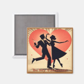 ミッドセンチュリーバレンタイン踊りカップルとマルティーニ マグネット (正面/裏面)