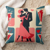 ミッドセンチュリーバレンタイン踊りカップル クッション (ブランケット)