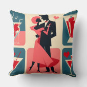 ミッドセンチュリーバレンタイン踊りカップル クッション (正面)