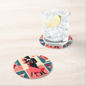 ミッドセンチュリーバレンタイン踊りカップル ラウンドペーパーコースター (インサイチュ)