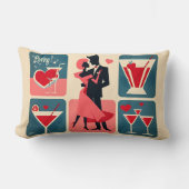 ミッドセンチュリーバレンタイン踊りカップル ランバークッション (正面)