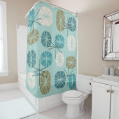 ミッドセンチュリーパターンオブロンズアクアマリン金ゴールド シャワーカーテン (インサイチュ)