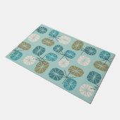 ミッドセンチュリーパターンオブロンズアクアマリン金ゴールド ドアマット (アングル)