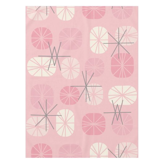ミッドセンチュリーパターンオブロンズピンクバニラ テーブルクロス (正面)