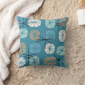 ミッドセンチュリーパターンオブロンティール(緑がかった色)ホワイト金ゴールド クッション (ブランケット)