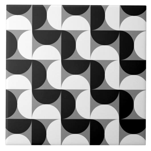 ミッドセンチュリーパターンボウル白黒 タイル (正面)