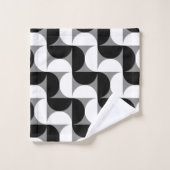 ミッドセンチュリーパターンボウル白黒 バスタオルセット (ウォッシュタオル)