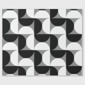 ミッドセンチュリーパターンボウル白黒 ラッピングペーパー (フラット)