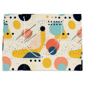 ミッドセンチュリーパターン。カラフル抽象芸術図形 ラージペーパーバッグ (正面)