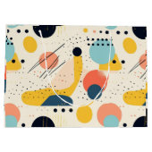 ミッドセンチュリーパターン。カラフル抽象芸術図形 ラージペーパーバッグ (裏面)