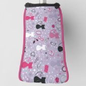 ミッドセンチュリーパープルハート猫 ゴルフヘッドカバー (回転90)